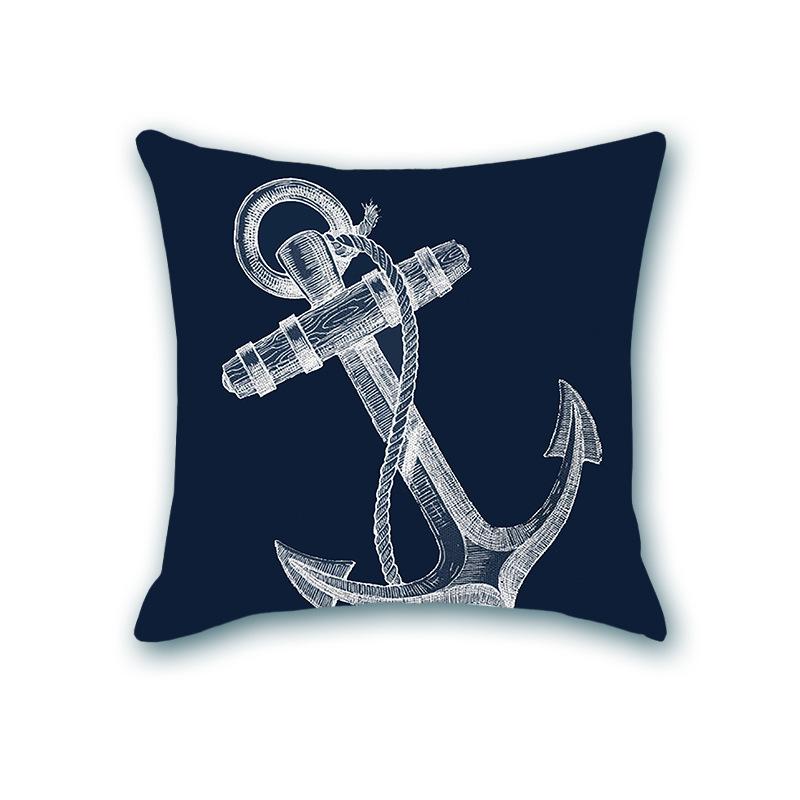 Blauer Anker Nautischer Sofakissenbezug Nordisch Retro Zuhause Stoff Seestern Kissenbezug