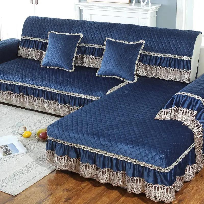 Four Seasons Sofa Cover Modern Minimalist Sofa Lace Cushion Winter Plush Household  European Anti Slip Fabric Sofa Napkins