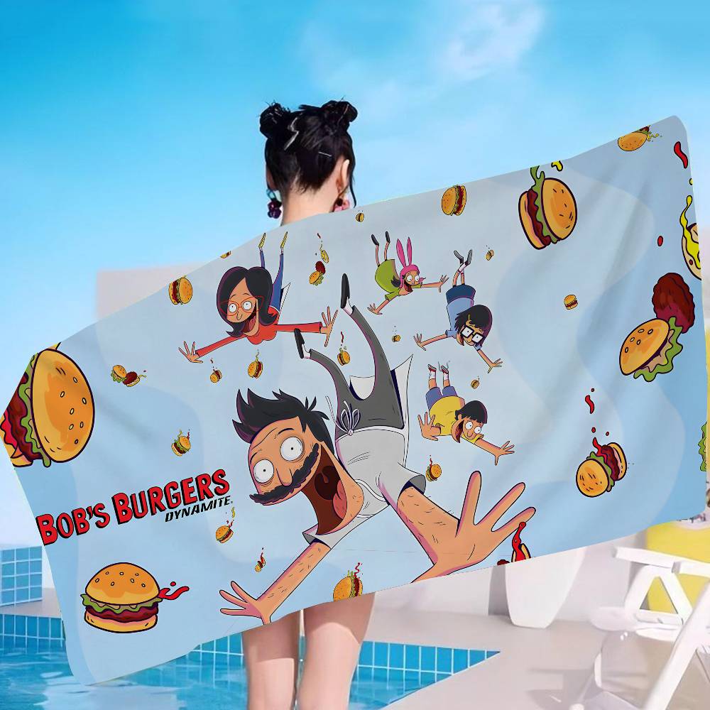 Funny Art Cartoon B-Bobs B-Burgers Bath Towel Microfiber Soft Water Breathable For Girl Kids Decorative Cartoon Beach Towel