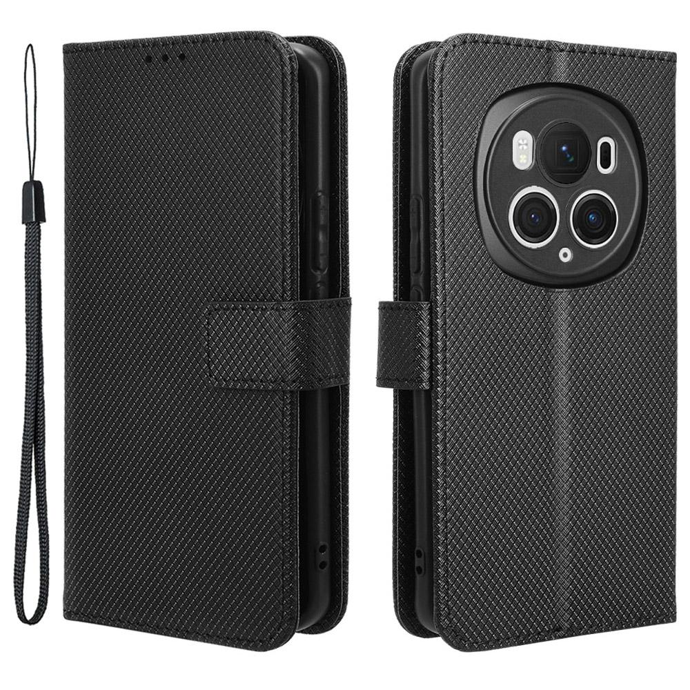 Wallet Case For Honor Magic6 Pro 5G Shell Leather Diamond Texture Phone Cover