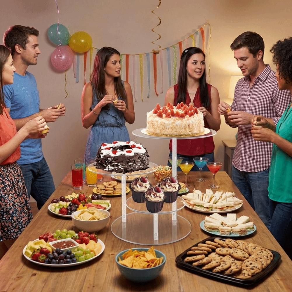 Alzata per Torta in Acrilico Trasparente Multipli Strati Vassoio Espositore Rotondo per Dolci Leggero Smontabile Rastrelliera Espositore per Cupcake
