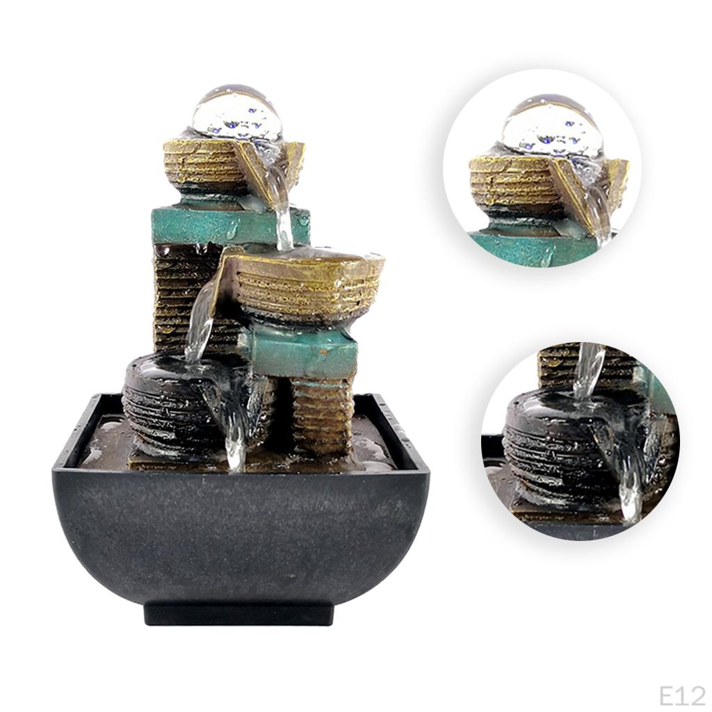 Water Fountain With LED Lights Desktop Home Decor Ornament Style 1