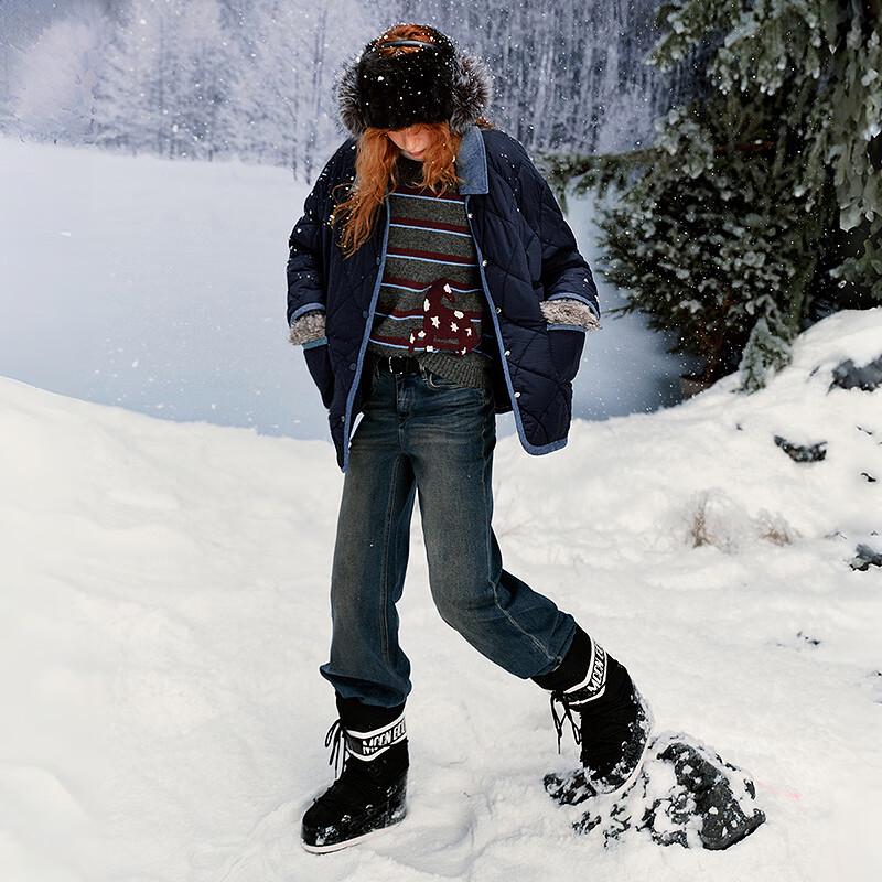 Women's Retro Striped Embroidered Round Neck Sweater