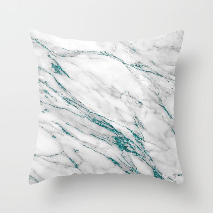 Marble Texture Nordic Style Peach Leather Velvet Pillow Case Pillow Core Modern Simple Car Cushion Premium Durable