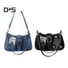 Grunge Hobo Bag Denim Shoulder Bag Underarm Bag Vintage Crossbody Bag Casual Handbag for Women Girls Daily Outings Street