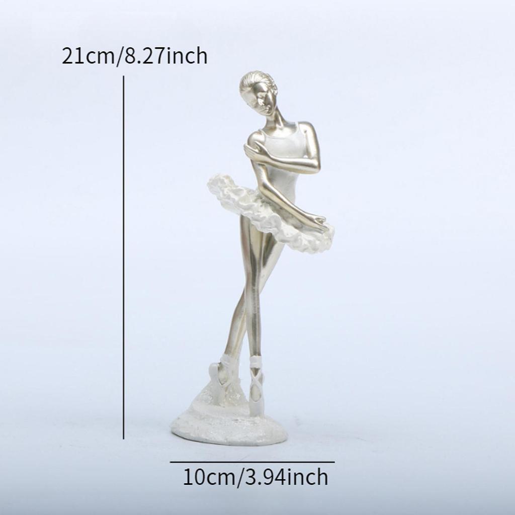 Ballerina Figurine Resin Decorative Creative Ballet Dancer Figurine Statuette for Living Room Shelf Cabinet Bedroom Entrance
