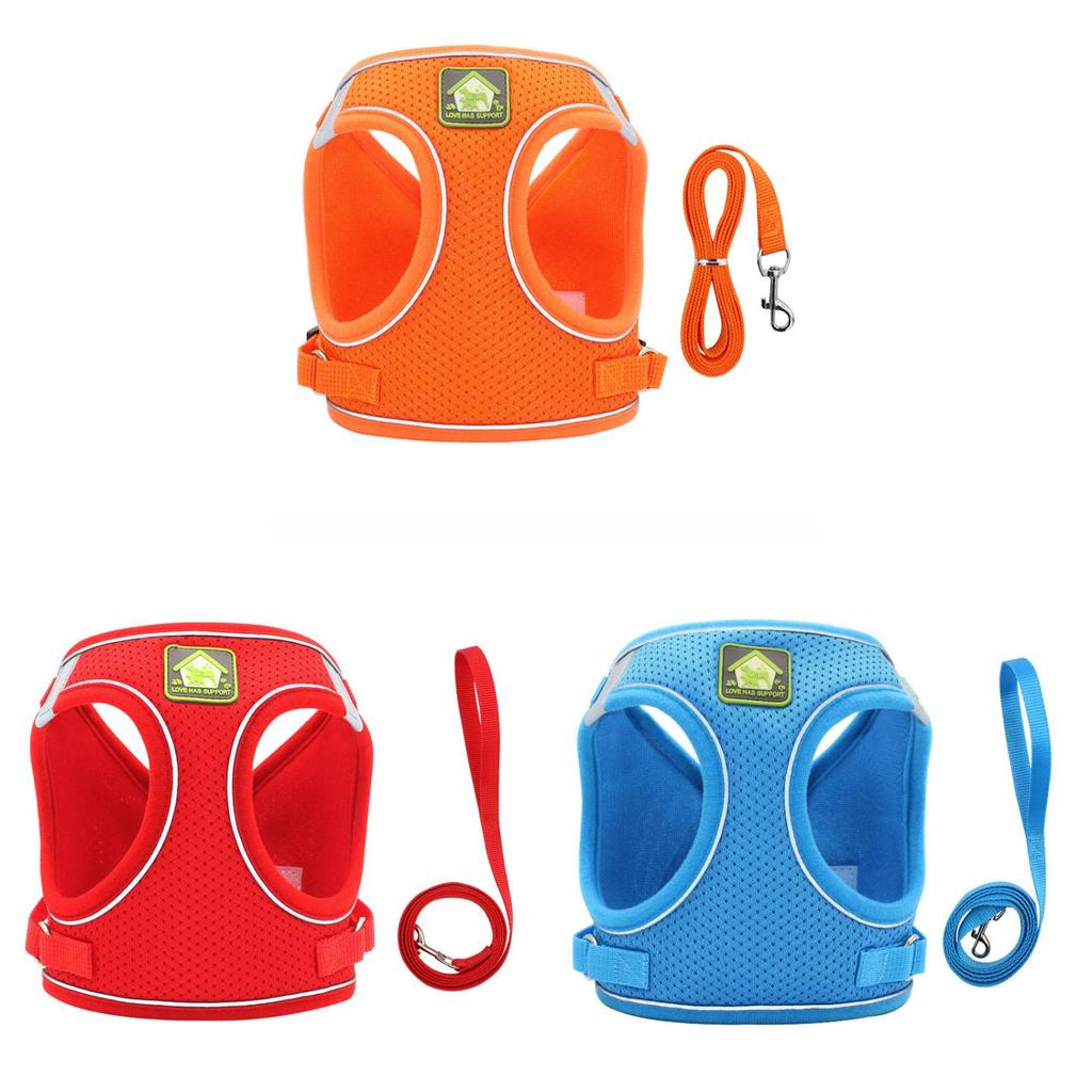 Reflective Pet Harness With Breathable Polyester Material And Adjustable Size For Walking And Training