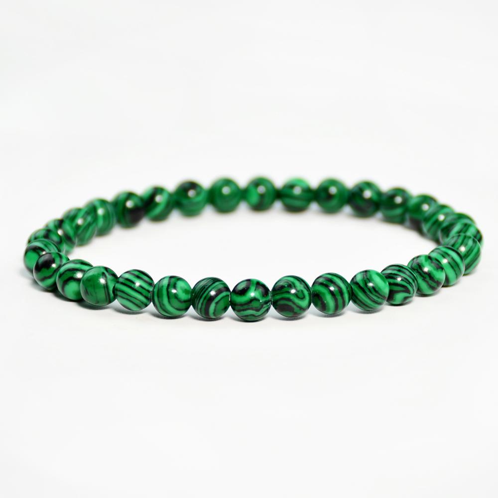 Naturligt grön malakitstenarmband 4/6/8/10mm Handgjorda runda pärlarmband Dammode Sommarsemester Zirkon