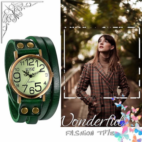 JewelryWe Antique Multi-Wrap Leather Band Wristwatch with Numeric Dial, Analog Display, Quartz Movement, for Men, Women, and Kids, Perfect for Commuti