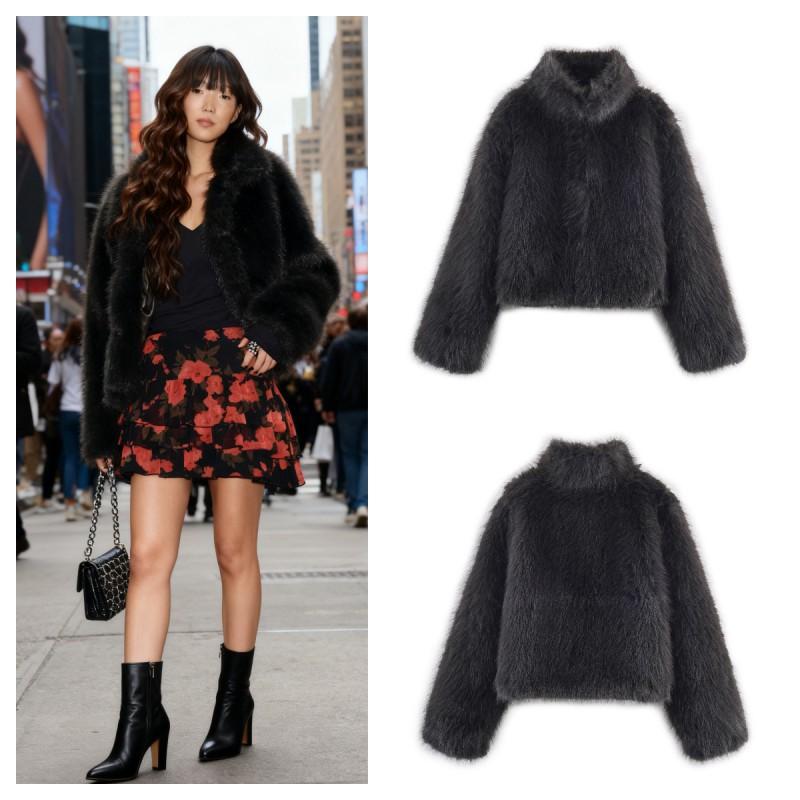 Fashion Versatile Elegant Faux Fur Short Coat Women Street Style 2025