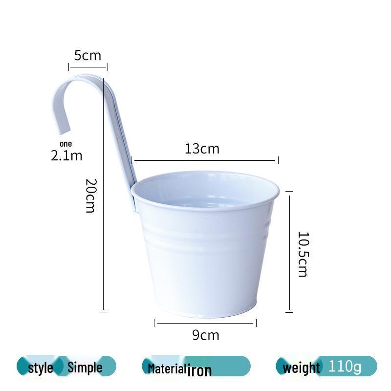 Hanging Tin Flower Pot with Detachable Hook for Courtyard or Fence
