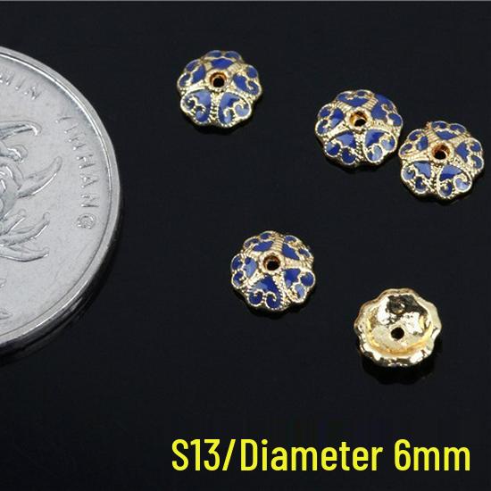 Copper Enamel Flower Beads for DIY Jewelry - 6mm