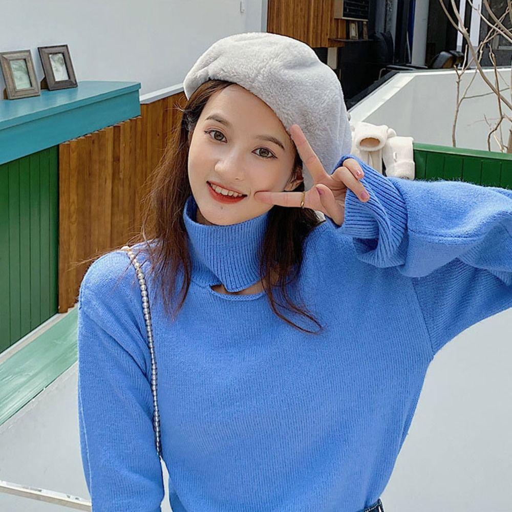 Plush Painter Caps Solid Color Octagonal Hat Fashion British Beanie Hat  Girls