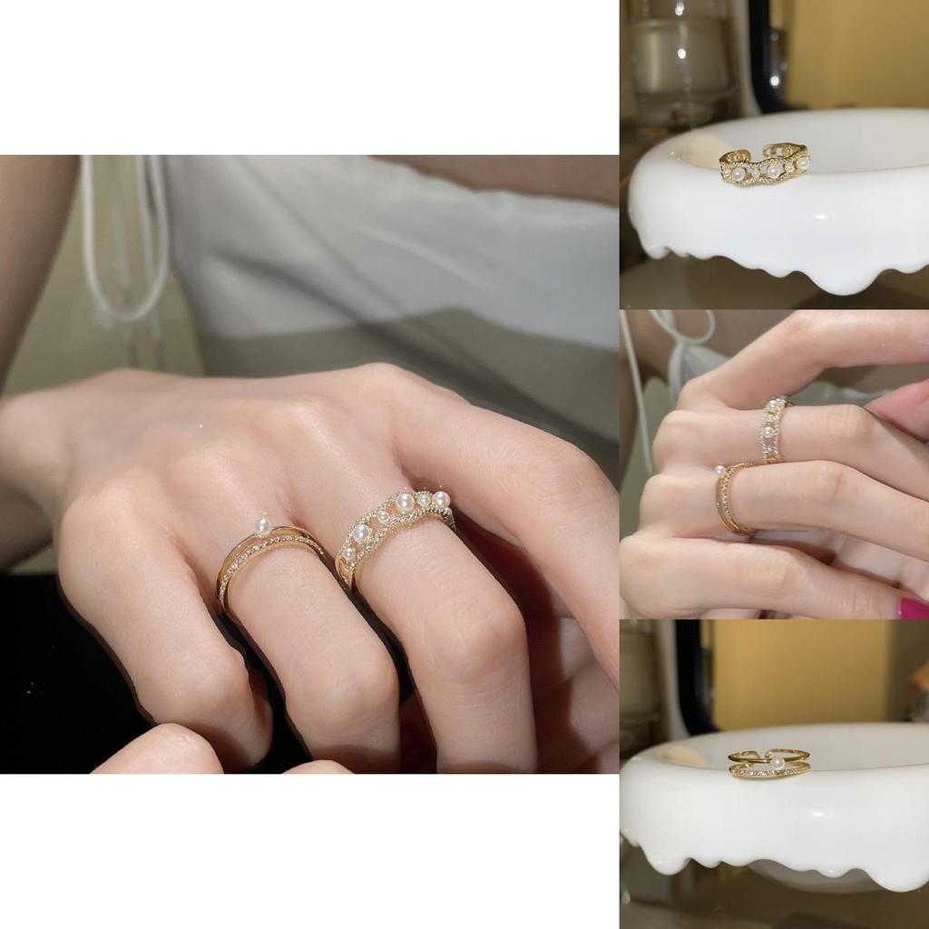 Chic Geometric Design Copper Ring With Rhinestones And Pearls Ideal For Womens Fashion Accessories