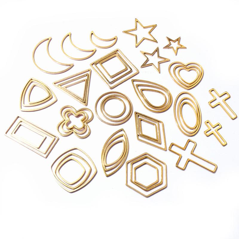 20pcs Moon Star Drop Heart Small Charms Gold Stainless Steel Pendant Open Bezels Hollow Frame Mold Bezel DIY Jewelry Making