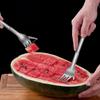 2 in 1 Tragbarer Wassermelonenschneider Gabel Edelstahl Multifunktionale Melonen-Fruchtteiler Schneidemesser Gemüse Küchenwerkzeuge
