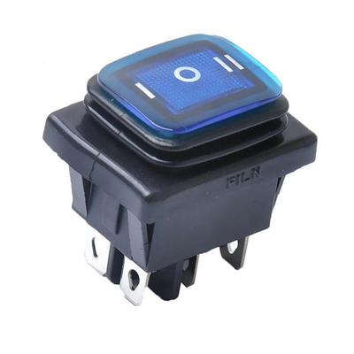 6 Pin Rocker Switch On Off On DPDT 16A 250V AC with Blue LED Indicator Set of 2 for Automotive and Boat Electrical Systems