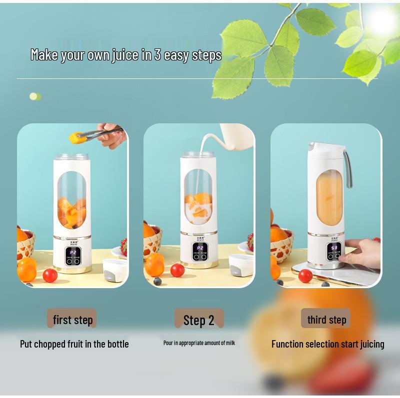 High-End Portable Rechargeable Juicer with Three-Speed LCD Display for Travel & Home Use