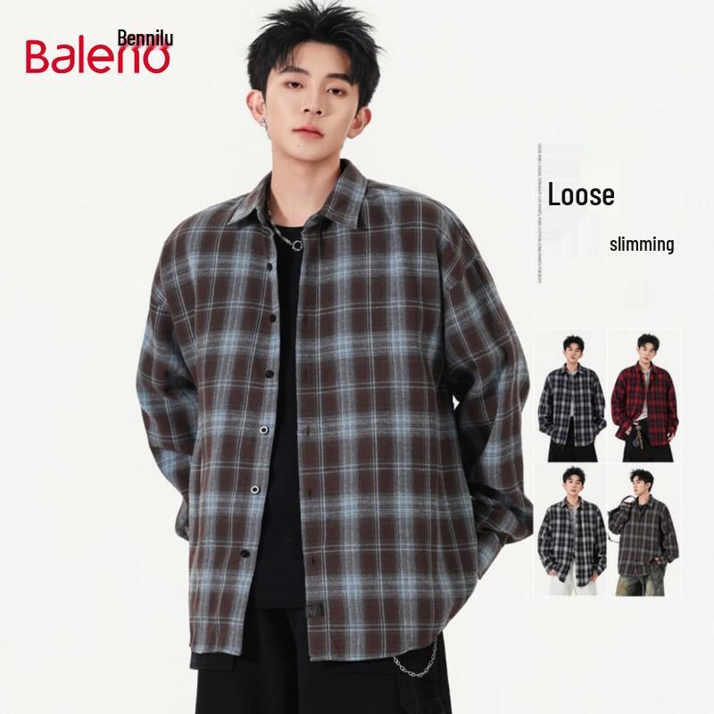 

Повседневная рубашка Baleno в клетку с длинным рукавом 3XL