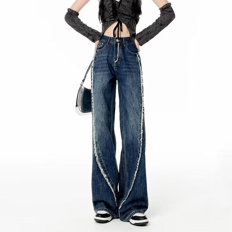 Women's High Waist Slim Wide-Leg Jeans - Straight Loose Fit for Spring, Autumn, Winter 2023
