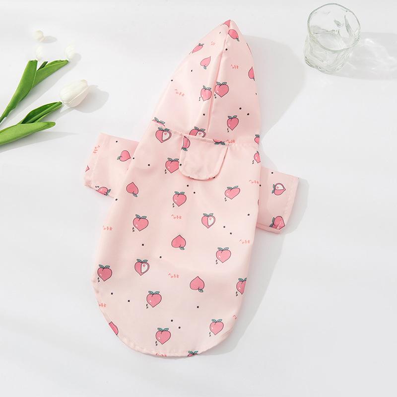 

S-XL плащ с капюшоном для собак, милый дождевик с принтом кактуса и персика, для щенков, водостойкая одежда для домашних собак, куртка для уличных собак, кошек