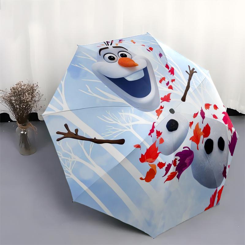 Disney Olaf,Frozen,Autumn Manual Opening and Closing Umbrella, 8-Rib Reinforced Folding Design, Lightweight