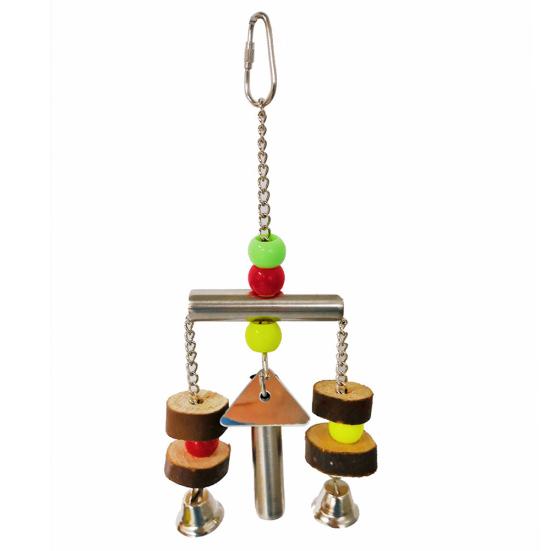 

Parrot Parakeet Hanging Swing Bell Toy Bird Perch Bar Colorful Beads Cage Decor