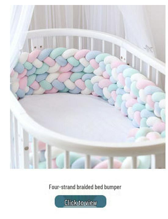 Nordic Cable Knit Crib Bumper - Three-Strand Braid Knotted Rope Pillow