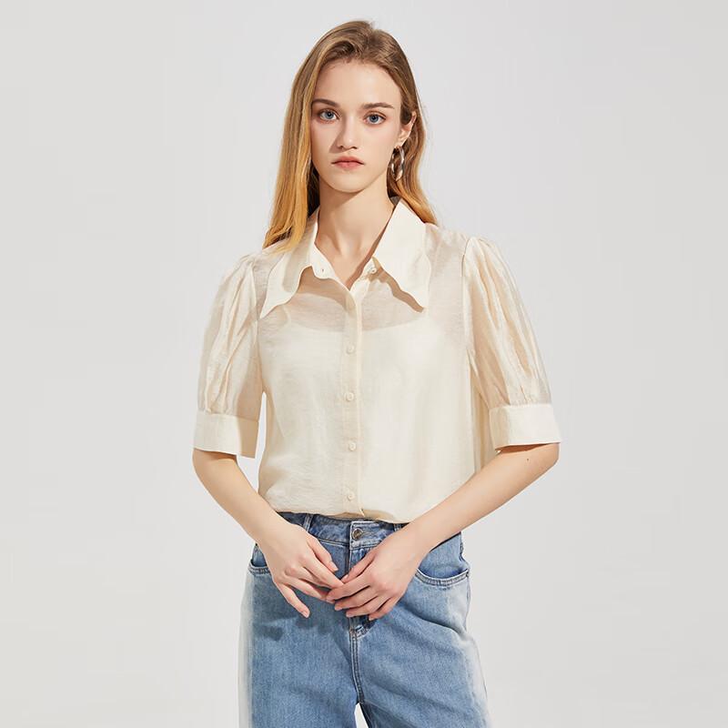 Women's French-Inspired Short-Sleeve Commuter Blouse