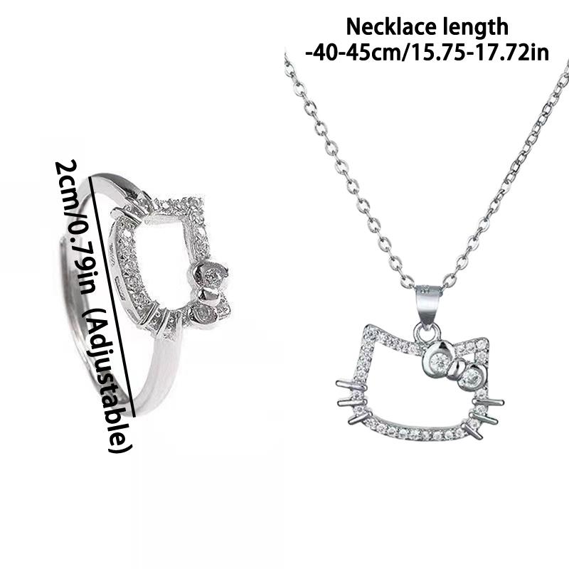 Women Girls Lovely Hello Kitty Children Kids Chain Necklaces Cute Hollowed Kitty  Necklace  Year Christmas Gift Ring