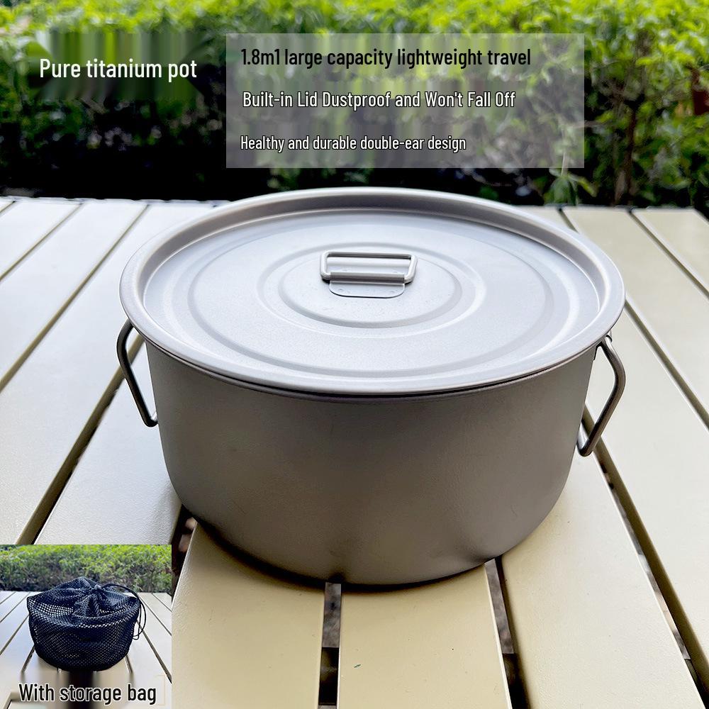 Ice Flower Titanium Camping Cookware Set: Lightweight, Portable, Foldable Pot & Frying Pan for Outdoor Cooking