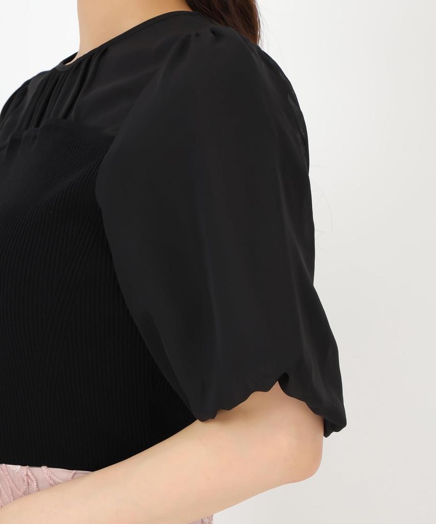 Mishmash Balloon Short Black Women's Knit/Sweater, Bustier, Layered, Versatile, Sleeve,