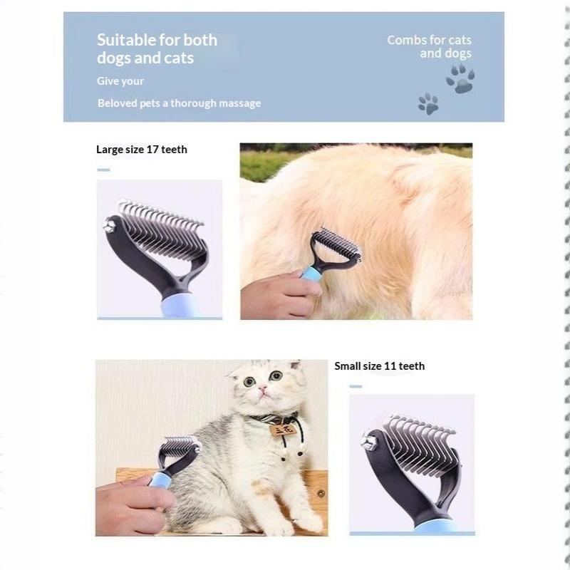 Pet Grooming Dematting Comb Double Sided Safe Blades Non Slip Handle For Dogs Cats Long Haired Pets Grooming