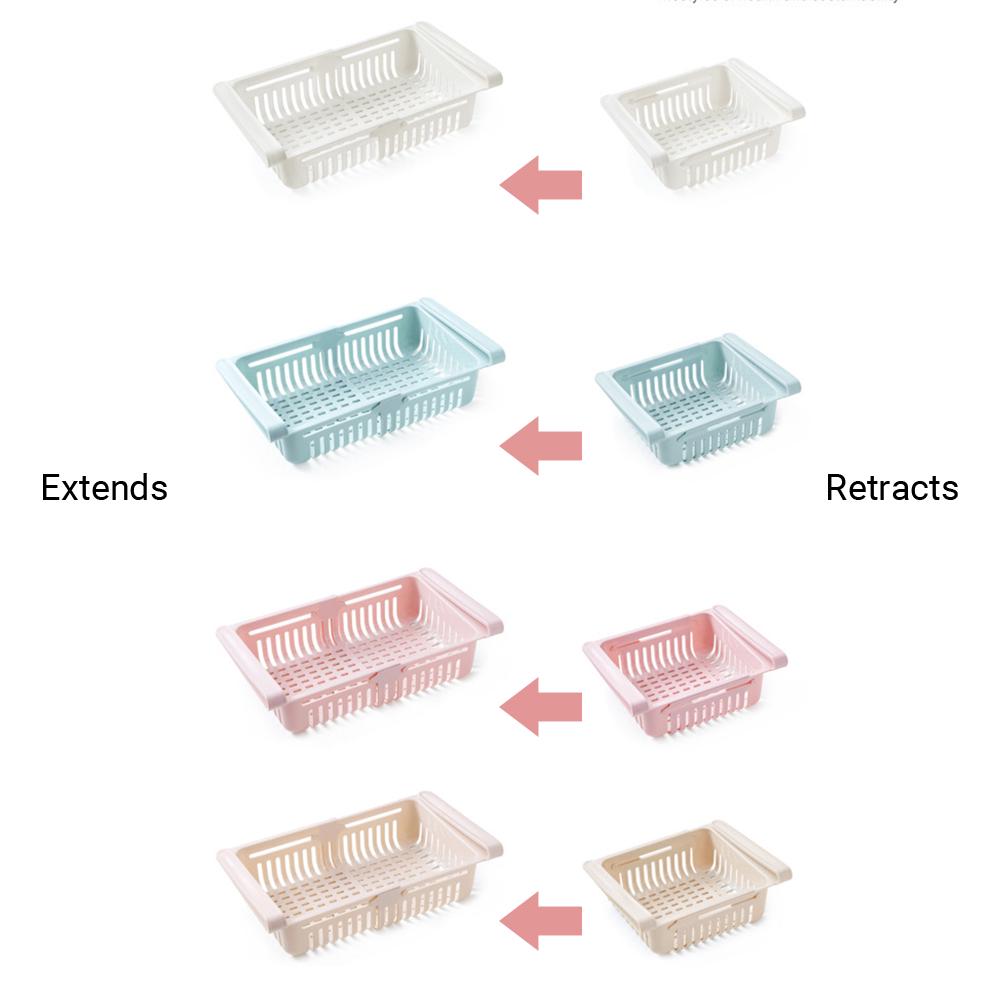 Retractable Fridge Organizer Pull Out Drawer Refrigerator Clip On Under Shelf Basket for Kitchen Storage Fits for Fridge Shelf Under 0.43 Inch