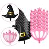 12Pcs Wicked Party Balloons Accessory Set Wicked Party Balloons Black Witch Hat and Pink Princess Crown Decoration