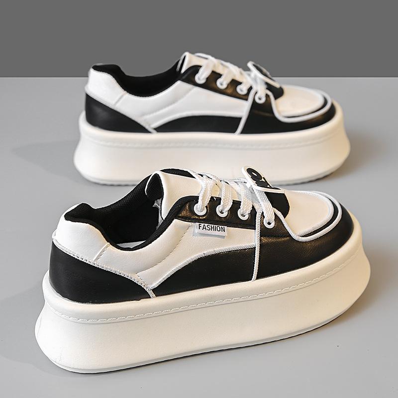 Muffin Platform White Shoes Women's Versatile Niche Board Shoes New Spring and Autumn Heightening Casual Sports Shoes