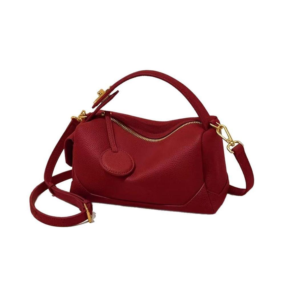 Bag Women's 2026 New Crossbody Soft Leather Large Capacity Commuter Boston Pillow Bag Women's Bag Portable Shoulder