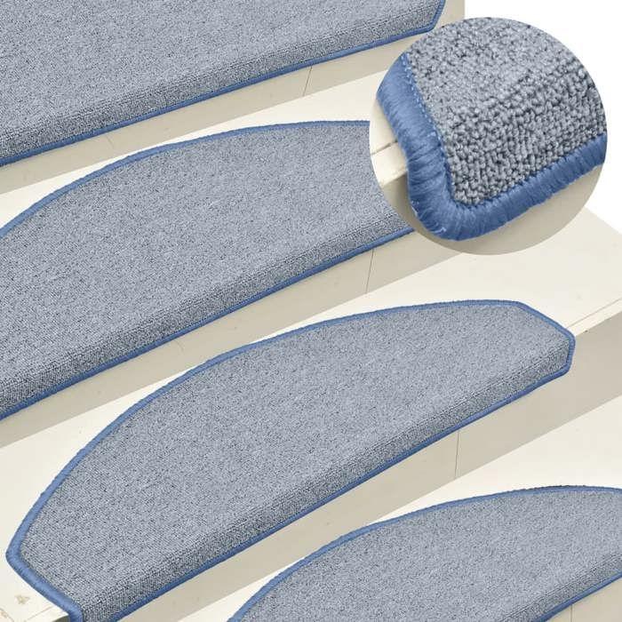 VidaXL Stair Treads 15 Pieces 65 X 24 X 4 Cm Light Grey and Blue Semicircular Large 322375