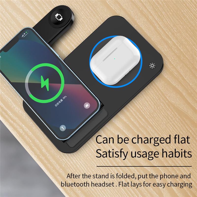 Skládací stojánek bezdrátové nabíječky 4 v 1 pro iPhone 14 13 12 11 Apple Samsung Watch Airpods Pro IWatch Fast Charging Dock Station