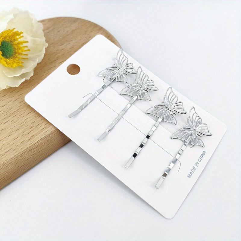 

A Pack of 4 Hollow Butterfly Hairpins, Each Measuring 2.56 Inch