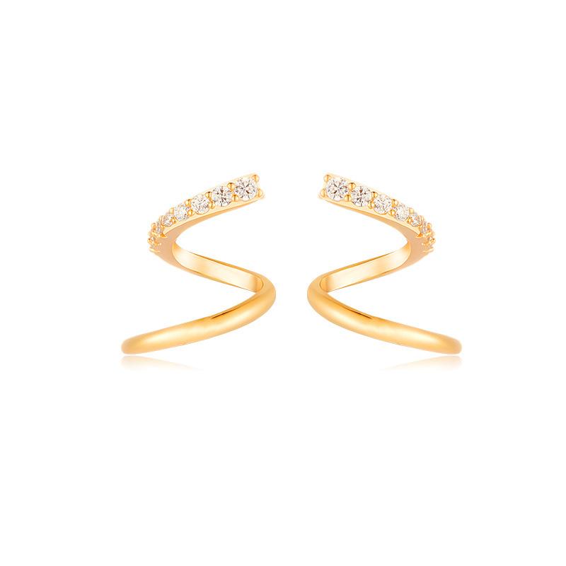 

Волнистые циркониевые серьги Рекомендации блогера Xiaohongshu, Модный темперамент, Изысканные серьги-пусеты со спирально закрученной линией, Женские Copper