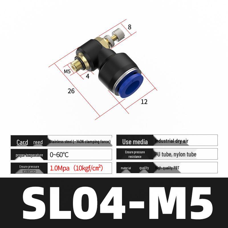 

Pneumatic Speed Control Throttle Valve SL4-M5/6-01: Adjustable Air Tube Connector & Cylinder Pressure Regulator