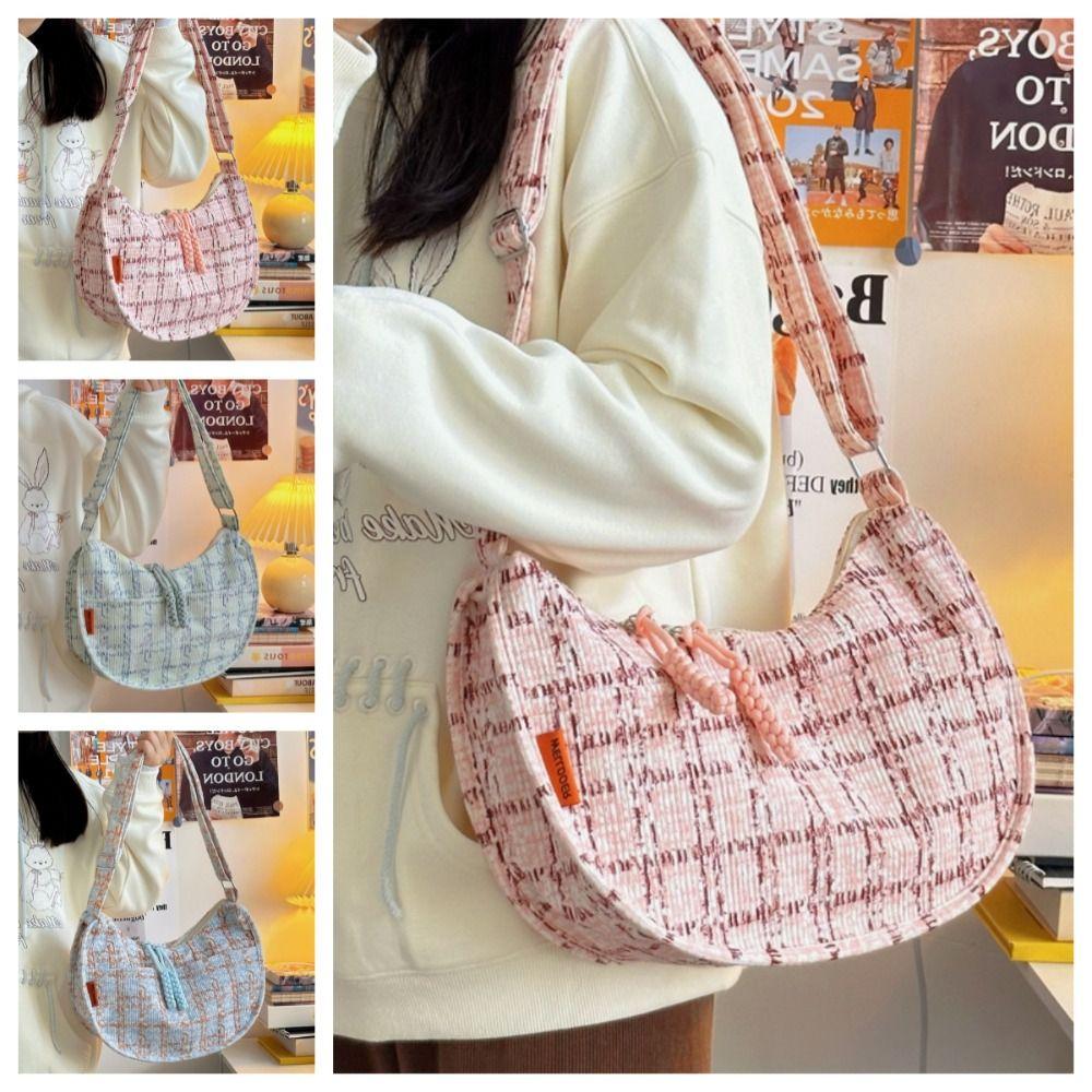 

Сумка Hobos Crossbody Bag Корейский стиль Холщовая сумка-пельмень Модная полумесяц сумка через плечо для девочек