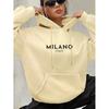 Damen lässiges Mode Hoodie Sweatshirt MILANO ITALY Aufdruck Rundhals Langarm Herbst und Winter warm Normale Version