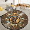 African Tribal Mandala Round Area Rug,Carpet Rug for Living Room Bedroom Sofa Playroom Decor,Non-slip Floor Mat Q0006