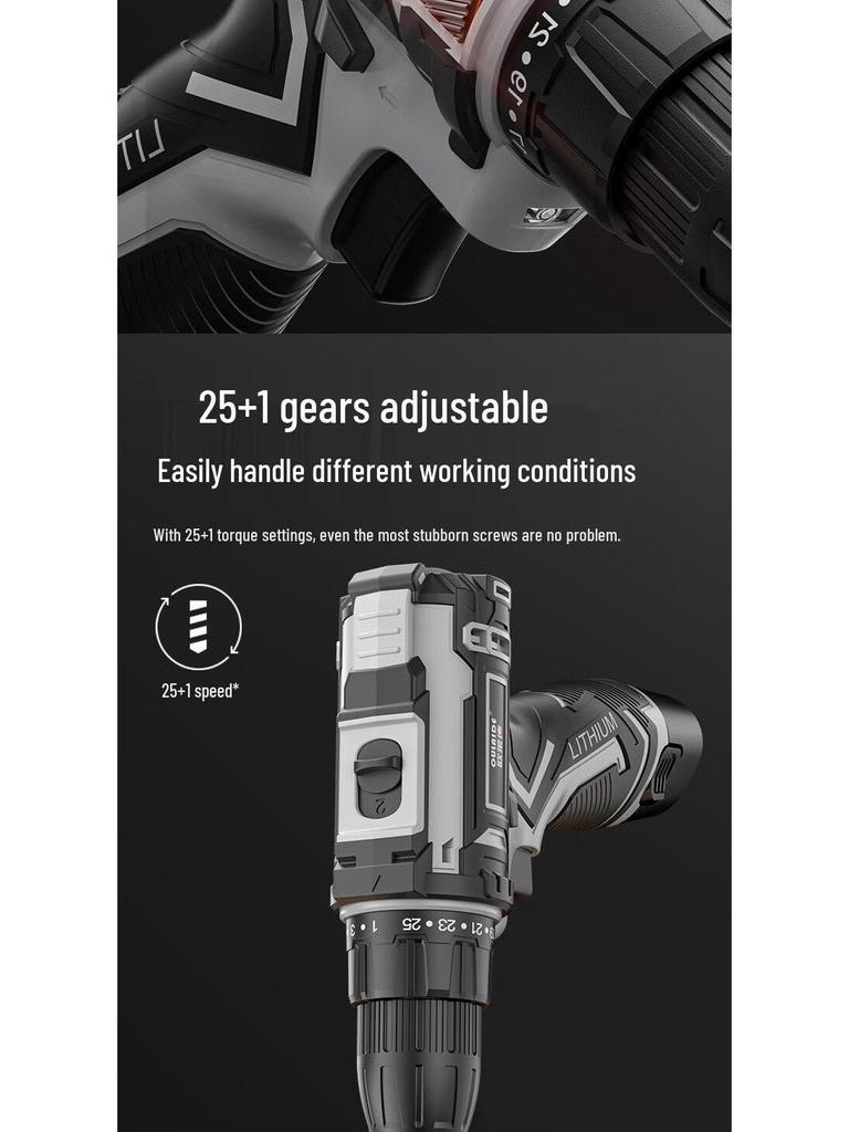 Oulide Rechargeable High-Power Wireless Handheld Drill & Multifunctional Electric Screwdriver