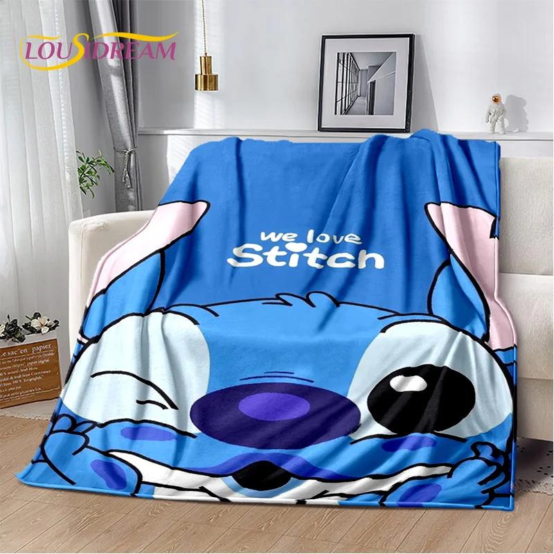 Coperta morbida in flanella con Stitch mostro cartone animato, Coperta da lancio Coperta comoda per picnic Letti Divano Casa Camera da letto Regalo Bambino