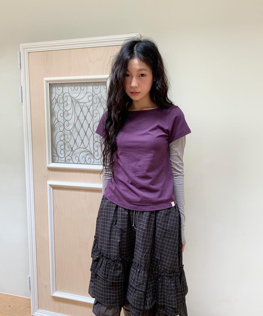 OHESHIO Floral Label Layered T-Shirt, Purple