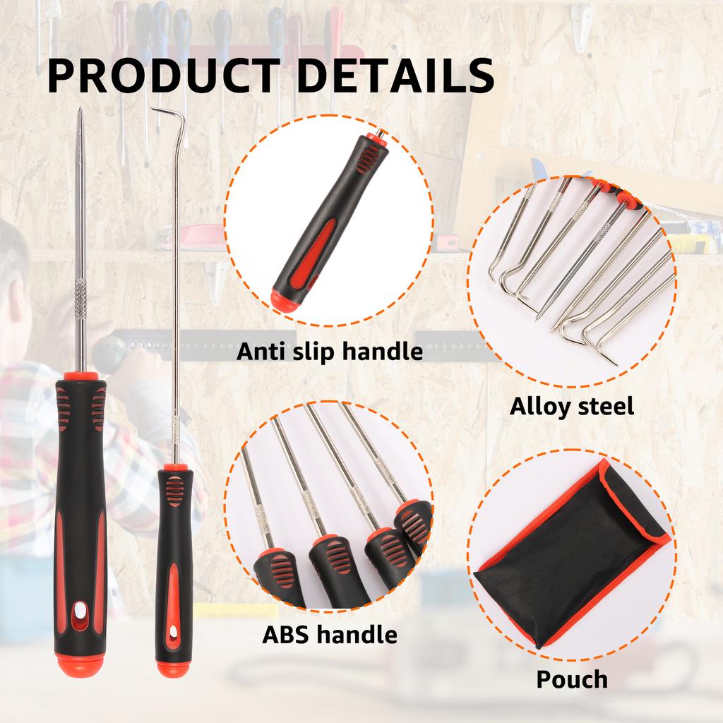 16Pcs Pick and Hook Set Long Short Reach Oil Seal Pick Tool Easy Removal Automotive Oil Seal Hook for Car Home Repair Lock Keys