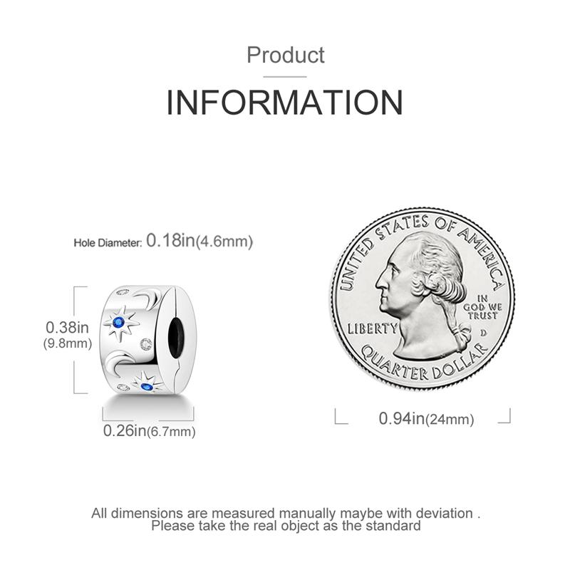 Original Charms Copper Blue Starry Sky Stars Moon Beads Fit Plata Bracelets For Women Jewelry Making Fine Gifts